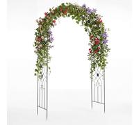 COSTWAY Arco per Rampicanti da Giardino in Metallo con Motivo Floreale | Pergolato per Piante Rampicanti da Girdino e Cortile, Pergola Decorativa per Festa e Matrimonio, 145 x 51 x 225 cm