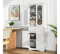Costway Armadio da bagno alto 160cm e armadio da bagno alto salvaspazio, Mobile autonomo per cucina e armadio sottile da terra Bianco