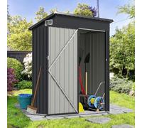 COSTWAY Armadio da Esterno 1,02㎡, Capanno da Giadino in Metallo Zincato con Tetto Inclinato, Venti d'Aria e Porta con Chiusura, Casetta Porta Attrezzi da Cortile, Prato e Patio (Grigio Scuro)