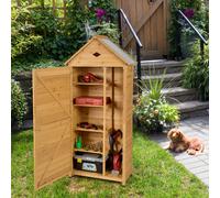 Costway Armadio da esterno per attrezzi in legno, Casetta da giardino 80x45x177cm