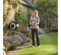 Costway Avvolgitubo automatico con ritorno lento per patio e prato, Avvolgitubo da giardino retrattile con supporto girevole a 180°