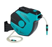 COSTWAY Avvolgitubo da Giardino Automatico a Muro, Tubo in PVC 20/30 M con Tubo di Alimentazione 2 M, Supporto Girevole a 180°, Ritorno Lento, Avvolgitubo Acqua Retrattile con Ugello Spray (20 M)