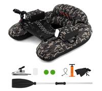 COSTWAY Barca Gonfiabile da Pesca, Belly Boat Portatile con Portacanna Regolabile, Supporto per Ami, Pagaia in Alluminio, Pinne, Pompa e Kit di Riparazione, Portata 150 kg (Mimetico)