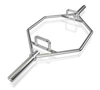 COSTWAY Barra della Trappola Olimpica, Barra Esagonale Pieghevole con Manici Zigrinati, Manicotti 25 cm e Molle, Olympic Hex Trap Bar per Sollevamento Pesi e Bodybuilding, Carico 363 kg (Argento)