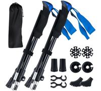 COSTWAY Bastoncini da Trekking Pieghevoli, Bastoni da Passeggio Tri-fold Leggeri per Uomo e Donna con Blocco a Scatto, Impugnatura in Schiuma EVA, Cinturino Regolabile (Blu)