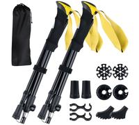 COSTWAY Bastoncini da Trekking Pieghevoli, Bastoni da Passeggio Tri-fold Leggeri per Uomo e Donna con Blocco a Scatto, Impugnatura in Schiuma EVA, Cinturino Regolabile (Giallo)