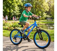 Costway Bicicletta per bambini da 20 pollici per bambini e bambine 8-16 anni, Mountain bike con doppio freno cambio a 7 marce e sella e manubrio regolabili in