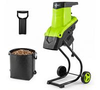 Costway Biotrituratore elettrico 2500 w cippatore trita legno per rami e arbusti 45 mm, Trinciatrice da giardino a rullo Verde