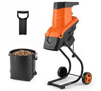 Costway Biotrituratore elettrico 2500 w cippatore trita legno per rami e arbusti 45 mm, Trinciatrice da giardino a rullo Arancione