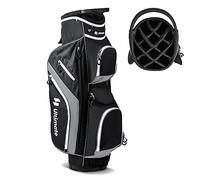 COSTWAY Borsa da Golf con Divisori Superiori a 14 Vie, 9 Tasche, Tasca Termica, Tasca per Scarpe, Porta Ombrello, Doppia Tracolla e Cappuccio Antipioggia, Sacca da Golf per Uomo e Donna (Grigio)