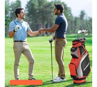 Costway Borsa da golf leggera con 14 divisori superiori a tutta lunghezza, Borsa da golf portatile con tracolla Rosso