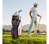 Costway Borsa da golf leggera e di grande capacità con 14 divisori 8 tasche tracolla, Borsa da golf portatile Nero