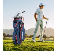 Costway Borsa da golf leggera e di grande capacità con 14 divisori 8 tasche tracolla, Borsa da golf portatile Blu scuro