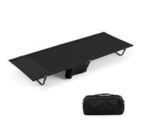 COSTWAY Brandina da Campeggio, Letto Pieghevole e Portatile con Tasca Laterale e Borsa da Trasporto, Lettino con Struttura in Metallo per Viaggio e Spiaggia, Portata 150 kg (Nero)