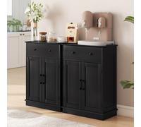 Costway Buffet moderno con cassetto e ripiano regolabile da caffè per cucina, Armadio da pavimento per bagno con ante Nero
