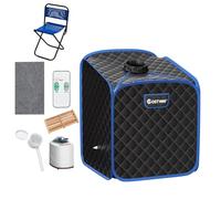 COSTWAY Cabina Sauna a Vapore, Sauna da Casa Portatile con Telecomando, 9 Livelli di Temperatura, Timer 99 Minuti e Sedia Pieghevole, Spa Personale per Casa (Nero)