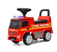 COSTWAY Camion dei Pompieri per Bambini, Macchinina Cavalcabile per Bambini, con Volante, Schienale, Macchina Cavalcabile con Piedi a Terra, Rosso