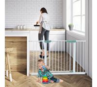 Costway Cancelletto di sicurezza per bambini con larghezza regolabile, Cancelletto di sicurezza a chiusura automatica Bianco
