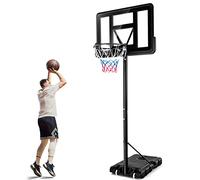 COSTWAY Canestro da Basket Portatile per Adulti, Canestro Basket Regolabile in Altezza 1,3M-3,05M con Ruote Tabellone Infrangibile e Retina Durevole, Adatto a Interno Esterno, Nero