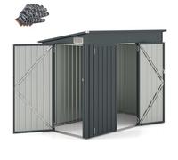 COSTWAY Capanni da Esterno, Casetta Porta Attrezzi da Giardino con 2 Porte, Design a Tetto Inclinato e Struttura in Metallo Galvanizzato, Armadietto per Attrezzi da Giardino