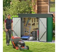 Costway Capannone da giardino per stoccaggio con design a tetto inclinato, Casa per attrezzi da giardino con 2 porte Verde