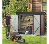 Costway Capannone da giardino per stoccaggio con design a tetto inclinato, Casa per attrezzi da giardino con 2 porte Grigio chiaro
