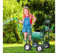 COSTWAY Carrello Avvolgitubo da Giardino Professionale, Carrello per Tubo Irrigazione in Metallo con Ruote Grande, 95 x 62 x 113 cm