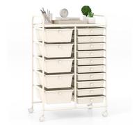COSTWAY Carrello con 15 Cassetti Impilabili, Carrello di Stoccaggio con Ruote, Carello Portaoggetti per Casa e Ufficio, 62,5 x 37 x 87 cm (Bianco)