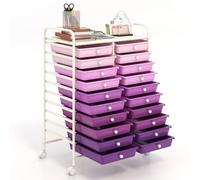 COSTWAY Carrello di Stoccaggio con 20 Cassetti, Carrello portaoggetti con 4 Ruote, Carrello Multiuso per Scuola Ufficio Cucina, 64 x 39 x 88 cm (Viola)