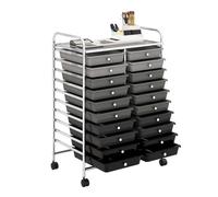 COSTWAY Carrello di Stoccaggio con 20 Cassetti, Carrello portaoggetti con 4 Ruote, Carrello Multiuso per Scuola Ufficio Cucina, 64 x 39 x 88 cm (Nero sfumato)