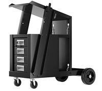 COSTWAY Carrello in Acciaio per Trasporto Saldatrice con Portabombola, Carrello Porta Saldatrice con 4 Cassetti, Nero