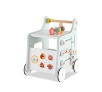 COSTWAY Carrello Primi Passi in Legno per Bambini, Centro Attività Montessori con Giacattoli, Gioco Educativo con Ruote, Girello per Bambini 12 Mesi +, 32 x 35 x 42 cm (Verde Chiaro)
