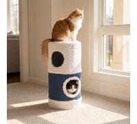 Costway Casa per gatti da interno con grotta nascosta e letto coperto, Condo gattini a 2 piani con tappetino in sisal per graffiare