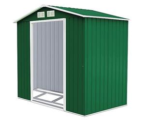 COSTWAY Casetta da Giardino 2,37㎡, Capanno da Esterno in Lamiera Zincata Resistente alle Intemperie con Base, Porte Scorrevoli, Maniglie, Sfoghi e Tettoia, 213 x 127 x 185 cm (Verde Scuro)