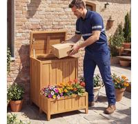 Costway Cassetta postale individuale con orto rialzato da giardino in legno massello, Multiuso baule contenitore con coperchio da esterno