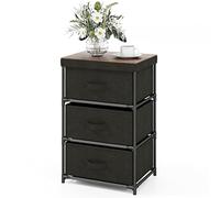 COSTWAY Cassettiera in Tessuto, Mobile con 3 Cassetti e Struttura Robusta in Metallo, Armadio per Camera da Letto, Soggiorno, Ingresso, 40 x 30 x 62 cm (Nero)
