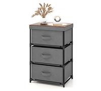COSTWAY Cassettiera in Tessuto, Mobile con 3 Cassetti e Struttura Robusta in Metallo, Armadio per Camera da Letto, Soggiorno, Ingresso, 40 x 30 x 62 cm (Grigio)