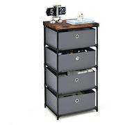 COSTWAY Cassettiera in Tessuto, Mobile con 4 Cassetti e Struttura Robusta in Metallo, Mobiletto Salvaspazio per Camera da Letto, Corridoio, Ingresso e Armadio, 42 x 33,5 x 84,5 cm (Grigio)
