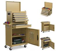 COSTWAY Cassettiera Portautensili a 4 Cassetti, Carrello per Attrezzi con Ruote Bloccabili Ripiano Regolabile e Rivestimento Antiscivolo, 59 x 28 x 102 cm (Giallo Deserto)