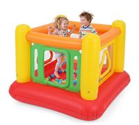 COSTWAY Castello Gonfiabile per Bambini 3+ Anni, Trampolino Elastico per Interno e Esterno, Box con Giochi Tunnel, Tappeto Salta 160 x 160 x 125 cm, Gonfiaggio Facile, per Compleanno e Feste (Giallo)