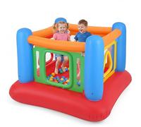 COSTWAY Castello Gonfiabile per Bambini 3+ Anni, Trampolino Elastico per Interno e Esterno, Box con Giochi Tunnel, Tappeto Salta 160 x 160 x 125 cm, Gonfiaggio Facile, per Compleanno e Feste (Blu)