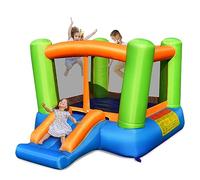 COSTWAY Castello Gonfiabile Per Bambini, Casa Gonfiabile con Grande Area per Saltare e Scivolo, Con Borsa di Trasporto e Kit Riparazione, Ideale Per 3 Bambini 3-10 Anni (Senza soffiatore)
