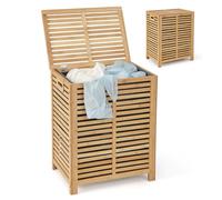 COSTWAY Cesta Porta Biancheria in Bambù, 80 L, Con coperchio e maniglie, Borsa rimovibile, ampio spazio, Organizer per bagno salone e camera da letto, Naturale