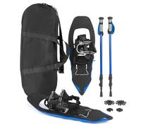 COSTWAY Ciaspole da Neve 54/63 cm con Bastoncini da Trekking | Racchette da Neve con Legacci Regolabili Imbottiti in EVA con Chiusura a Tiraggio Singolo e Sollevatore per il Tallone