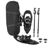 COSTWAY Ciaspole da Neve 54/63 cm con Bastoncini da Trekking | Racchette da Neve con Legacci Regolabili Imbottiti in EVA con Chiusura a Tiraggio Singolo e Sollevatore per il Tallone