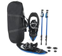 COSTWAY Ciaspole da Neve 54/63 cm con Bastoncini da Trekking | Racchette da Neve con Legacci Regolabili Imbottiti in EVA con Chiusura a Tiraggio Singolo e Sollevatore per il Tallone