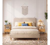 Costway Comodino camera da letto in bambù con ampio piano ripiano aperto e scomparto contenitore, Comodino in bambù per soggiorno studio e ingresso