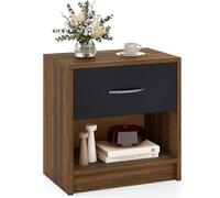 COSTWAY Comodino con cassetto, tavolino piccolo con scomparto aperto, tavolino da divano, comodino, console notturna per camera da letto, soggiorno, 38,5 x 28 x 40,5 cm (marrone + nero)