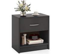COSTWAY Comodino con cassetto, tavolino piccolo con scomparto aperto, tavolino da divano, comodino, consolle per camera da letto, soggiorno, 38,5 x 28 x 40,5 cm (grigio)