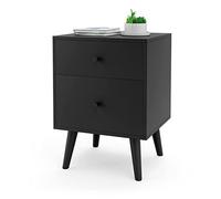 COSTWAY Comodino per Camera da Letto con 2 Cassetti, Tavolino da Salotto con Solide Gambe in legno di Gomma, 45 x 40 x 62 cm (Nero)